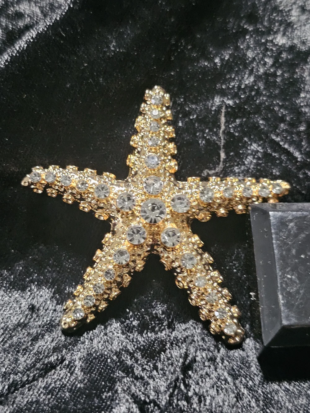 Gold Crystal Starfish Brooch